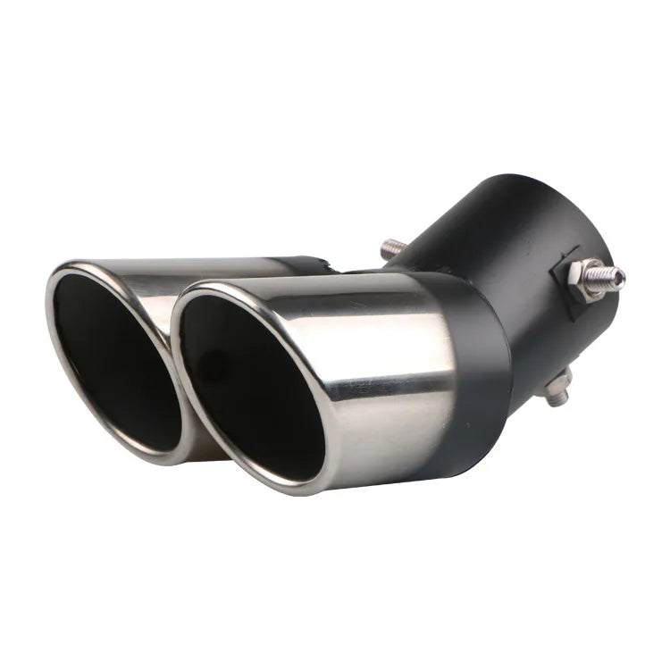 Car Universal One To Two Grilled Blue Tail Throat Double Pipe Tail Pipe Stainless Steel Exhaust Pipe Modification Supplies