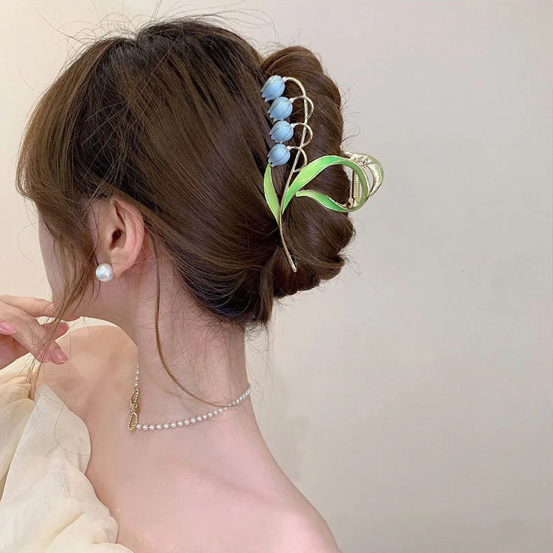 New Women Metal Hair Claw Elegant Gold Flowers Hair Clips Barrette Crab Headband Ponytail Clip Headwear Fashion Hair Accessories