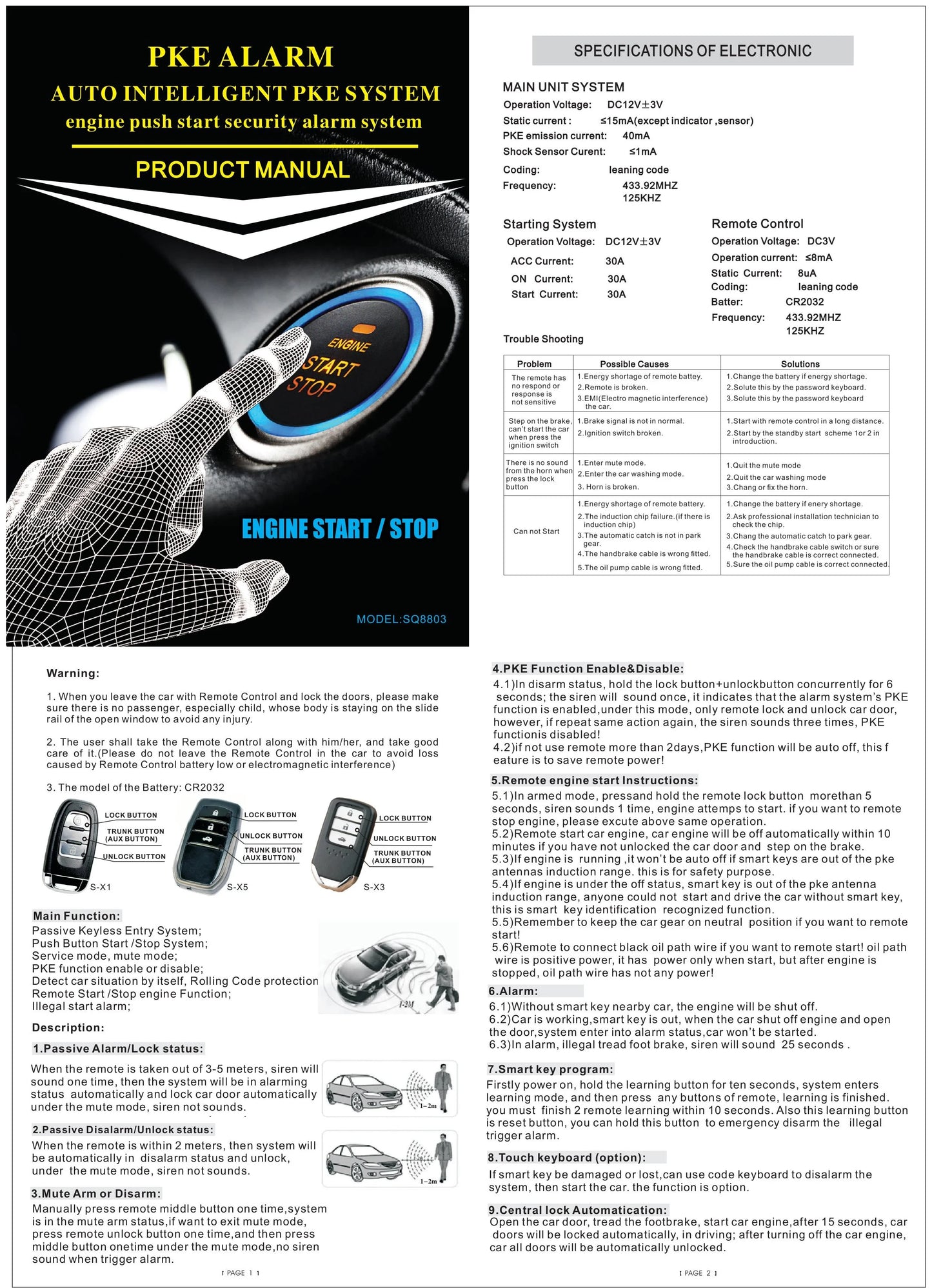 Car Smart Key Starter Alarm Bluetooth Autostart Set Auto Start Stop Push Button Keyless Entry System Skit Automotive Accessories