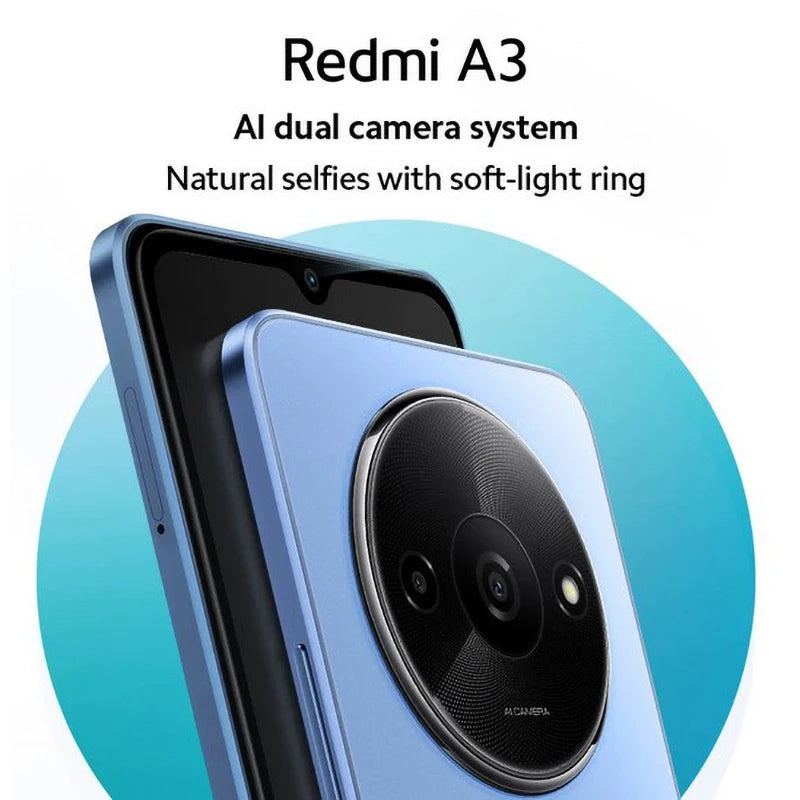 Global Version Xiaomi Redmi A3 4GB128GB 3GB 64GB Side Fingerprint MediaTek Helio G36 90Hz 6.71" Large Display 5000mAh RedmiA3