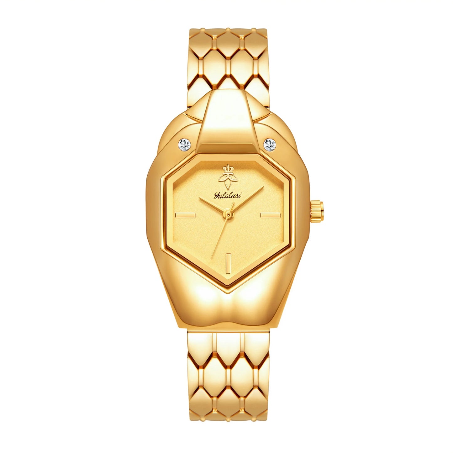 YaLaLuSi 1pc Women's Quartz Watch, Rhinestone, IP Gold Plated, Life Waterproof, Comes with Gift Box and Watch Remover