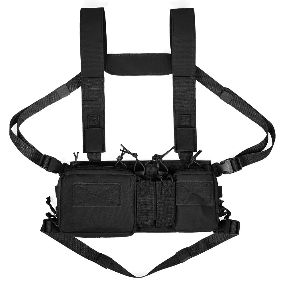 Tactical Chest Vest Rig Bag Field Training Vest Multifunctional Camouflage Strap with Multi-Pocket Outdoor Camping CS Match Pack