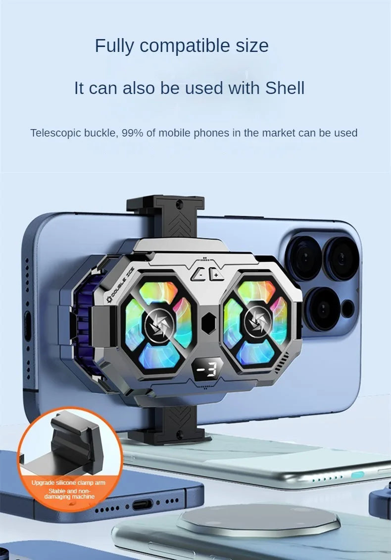 Dual Fan TEC Cooling Mobile phone radiator iPhone Samsung MOTOROLA Xiaomi Universal mobile phone Live cooler Mobile phone fan