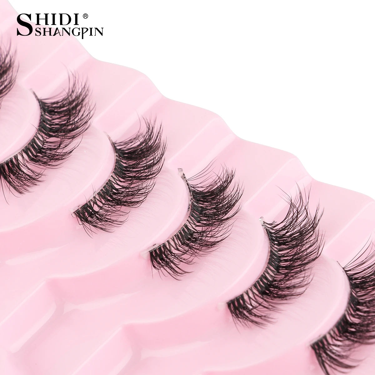 3/5/10Pairs Half False Lashes Natural Short 3D Cat Fake Mink Eyelashes Extension Winged Fluffy Wispy Faux Cils Clear Band Makeup