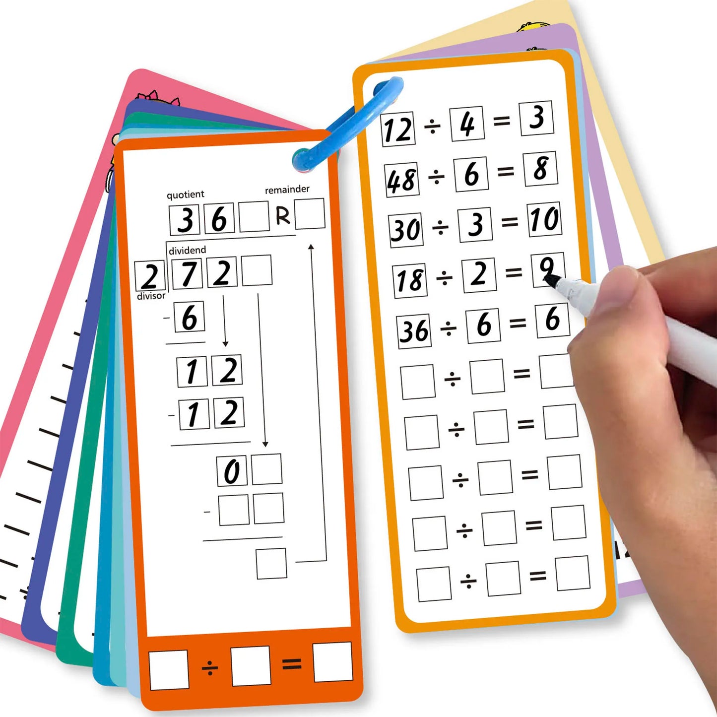 15Pcs/set Math Addition Subtraction Multiplication Division Erasable Reusable Number Learning Cards Children's Math Teaching Aid
