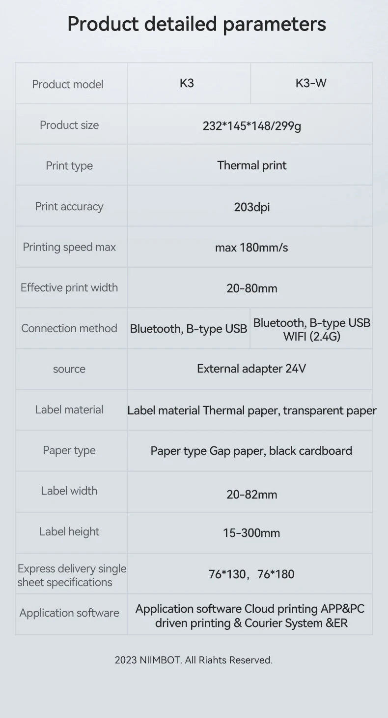 Niimbot 80mm Desktop Label Printer Bluetooth Wireless Wifi USB Thermal Maker Shipping Barcode Niimbot  K3 Machine