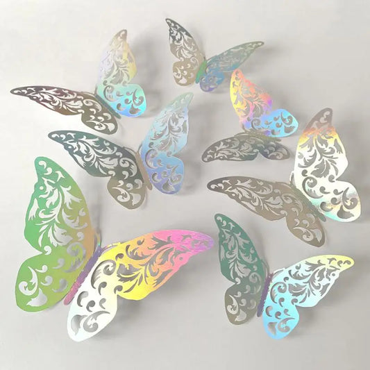 12Pcs/Set 3D Hollow Butterfly Wall Sticker Blue Red Black Wedding Decoration Living Room Home Decor Butterflies Decal Stickers