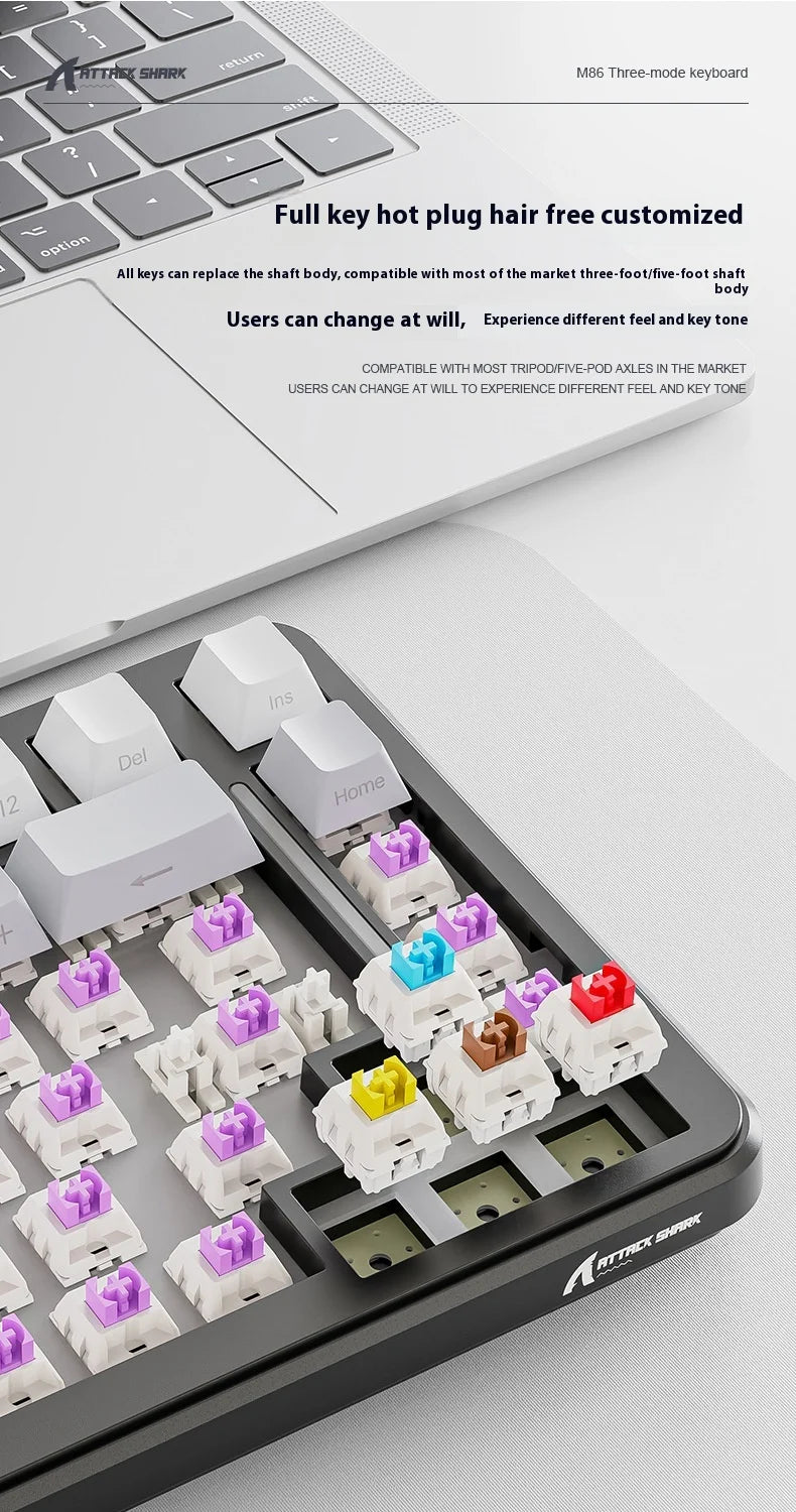 Attack Shark M86rgb Three-Mode Wireless Bluetooth Hot Plug Engraving Mechanical Keyboard Blueberry Axis Surprise Gift