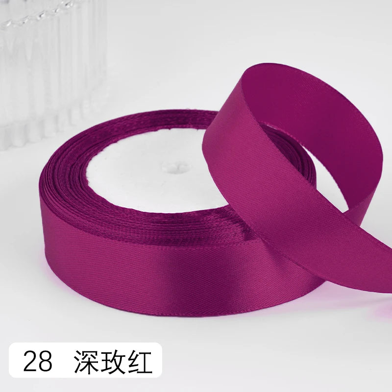 25yards/roll 1inch Satin Ribbon DIY Handmade Crafts Gift Box Flower Cake Decoration Wedding Birthday Party Festival Supplies