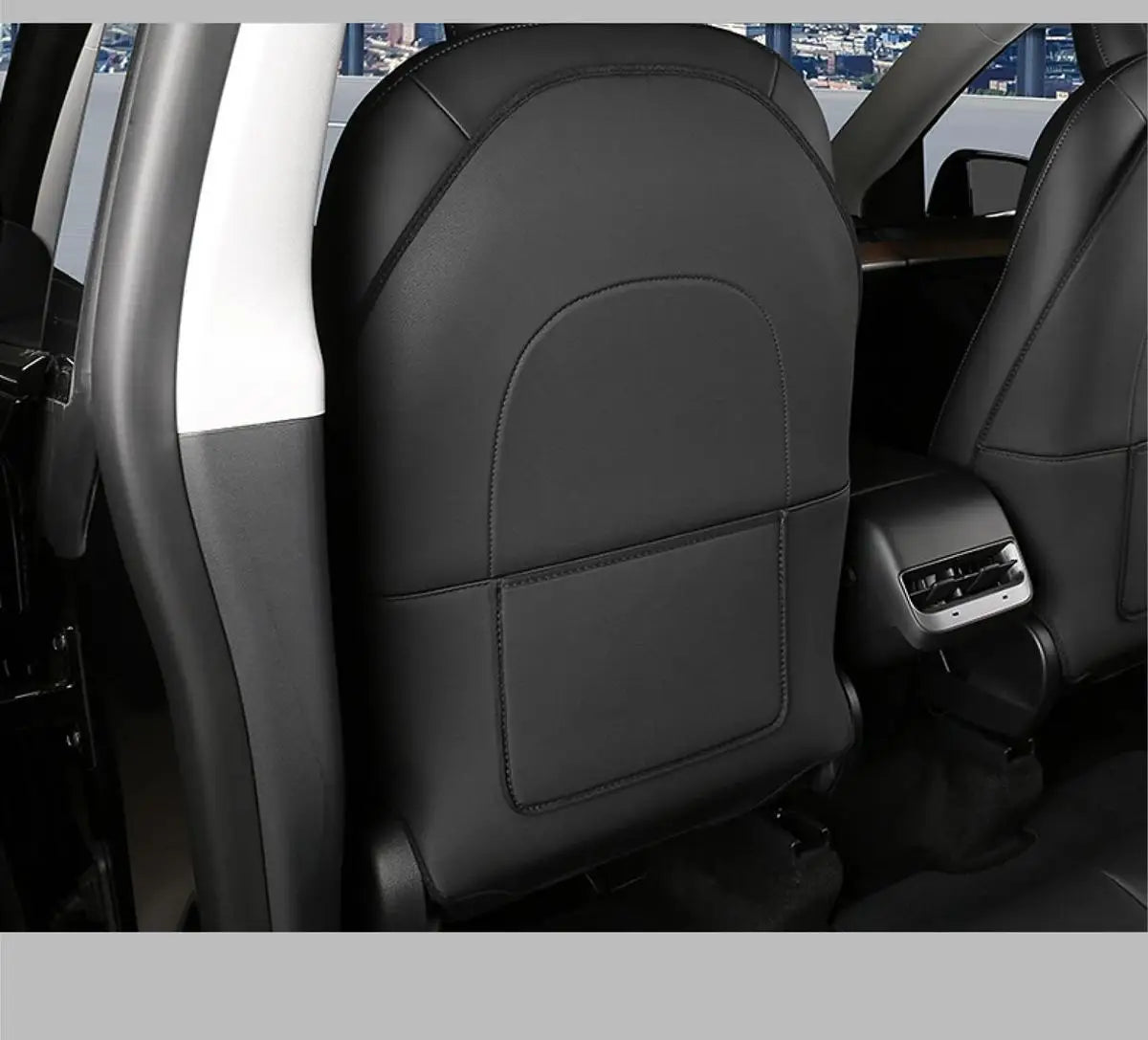 Car Seatback Protector for Tesla Model Y Model 3 Seat Back Protective Child Anti-Kick Mats Black Leather Interior Accessories
