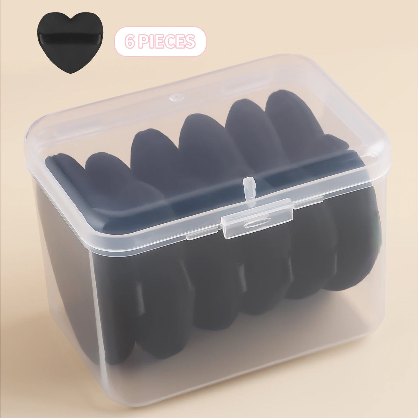 Powder puff, 6pcs/box heart shaped fluffy soft skin-friendly make-up tools can be reused