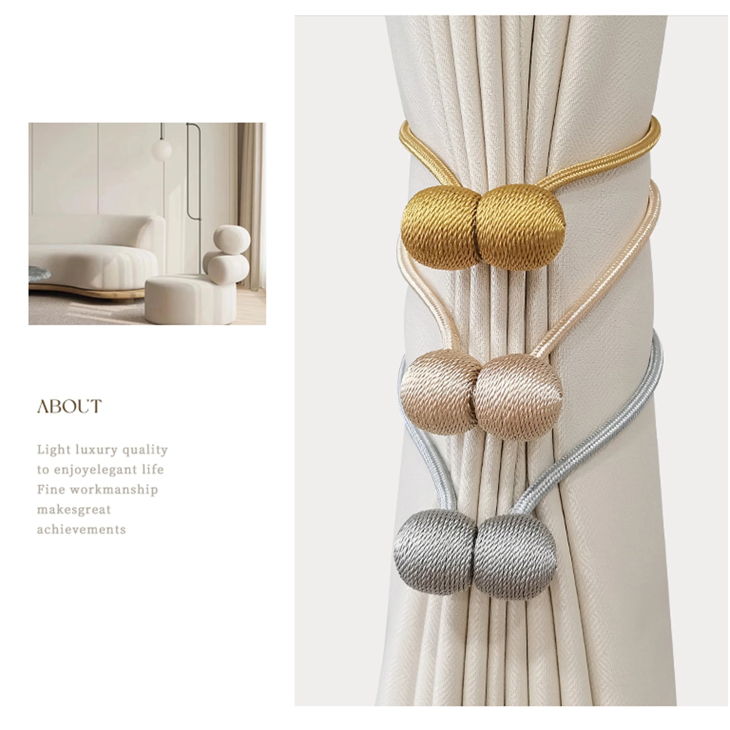 2pcs/pair Magnetic Curtain Tiebacks Earphone Design Curtain Holdbacks Living Room Bathroom Shower Curtain Accessories