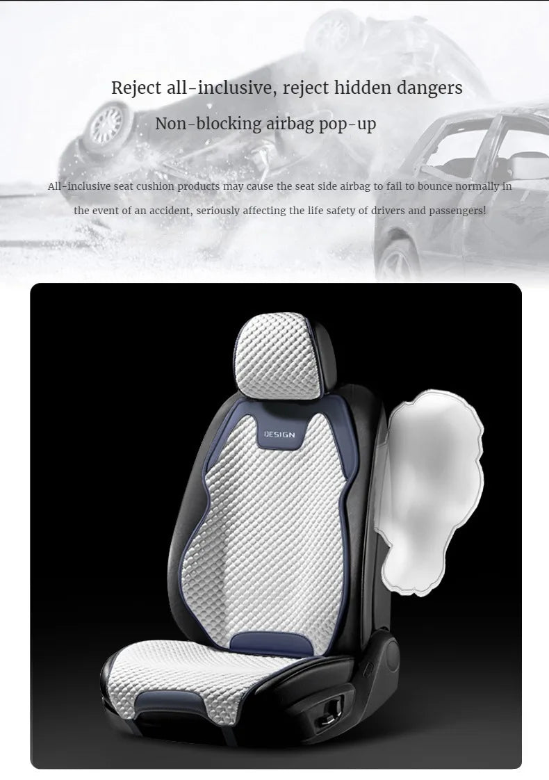 Ice Silk Car Seat Cushion Ventilation Comfortable, Durable Four Seasons Universal Split Single Car Front Seat Cover