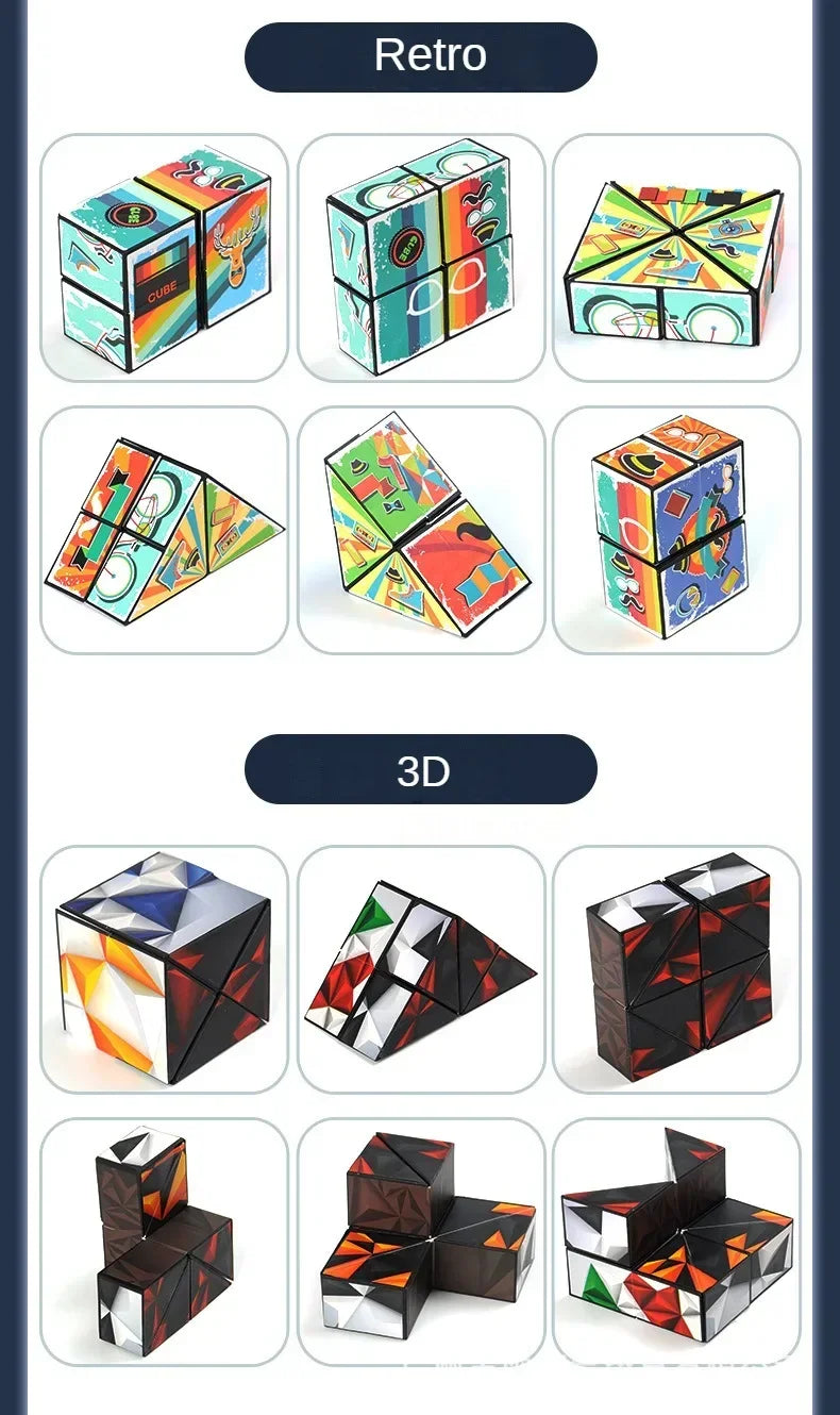 3D Shape Shifting Box Geometric Changeable Magnetic Magic Cube Decompression Hand Flip Puzzle Kids Reliever Fidget Toy