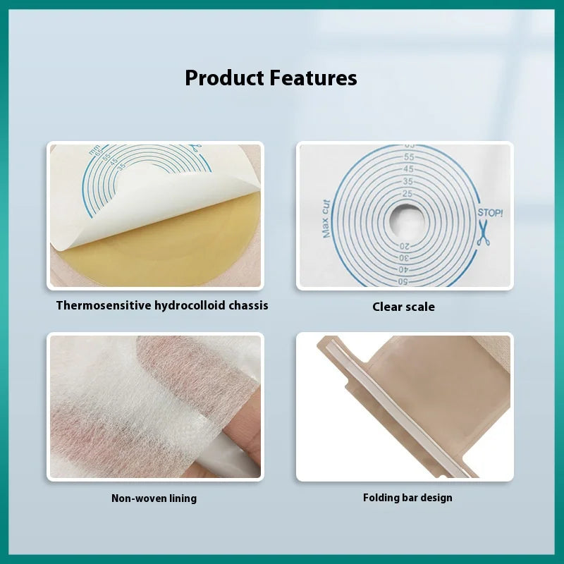 JUSTLANG Medical Ostomy Bag Ostomy Bags One-piece System Colostomy Bags Disposable Colostomy Pouch Opening With Clip Closure