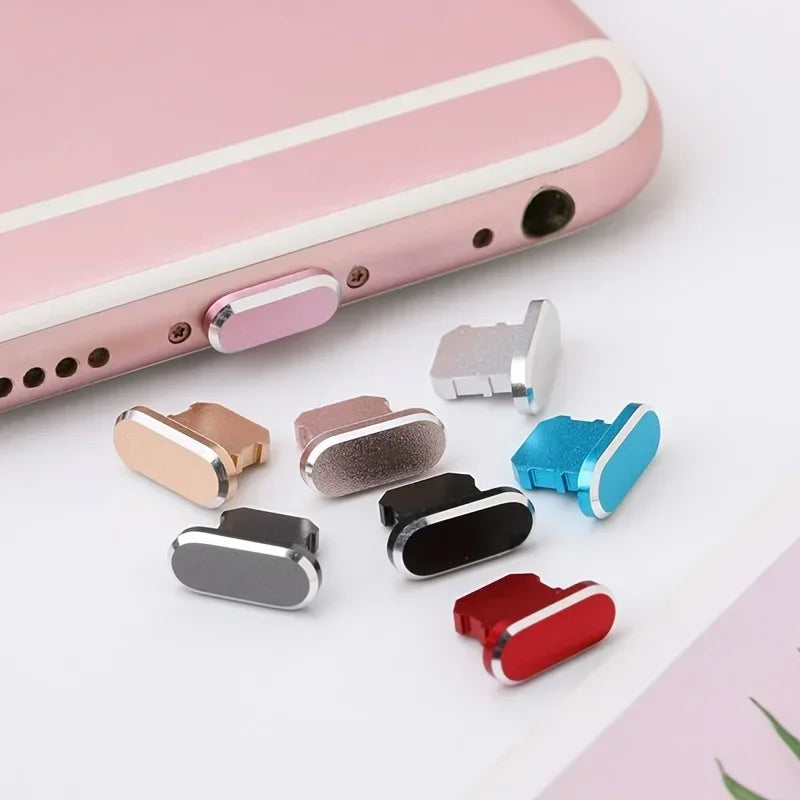 1pc Colorful Metal Anti Dust Charger Dock Plug Stopper Cap Cover Charging Port  for iPhone 14 13 12  11/Xs/R/8/7 SE Metal Plug
