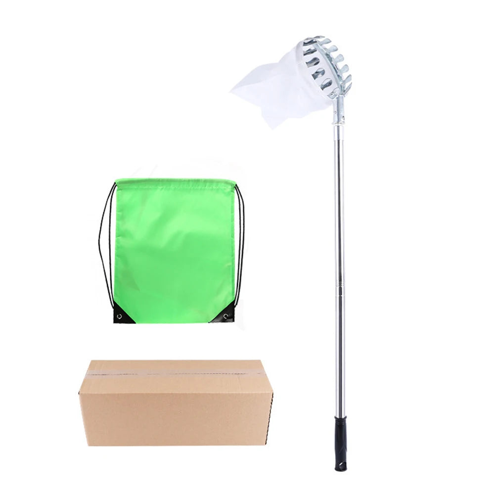 Fruit Picker Pole Tool with Basket Telescoping Long Handle 1.6 to 4M Fruit Catcher For Apple Orange Avocado Acorn Lemon Pear