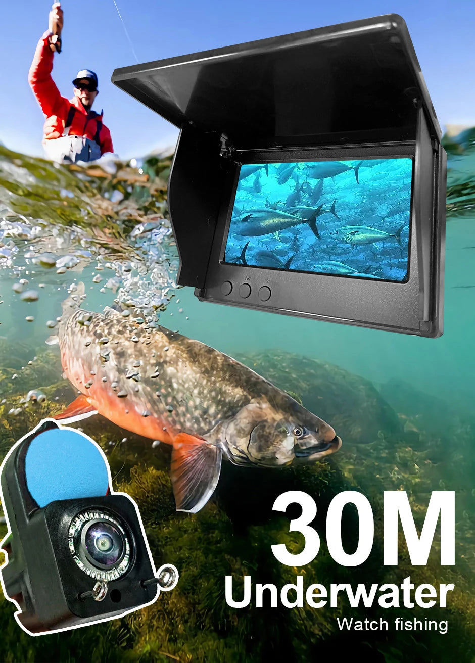 HEERAK Portable Fish Depth Finder Water Handheld 1080P 4.3 Inch LCD Fish Finder Underwater 220° Fishing Camera With Night Vision