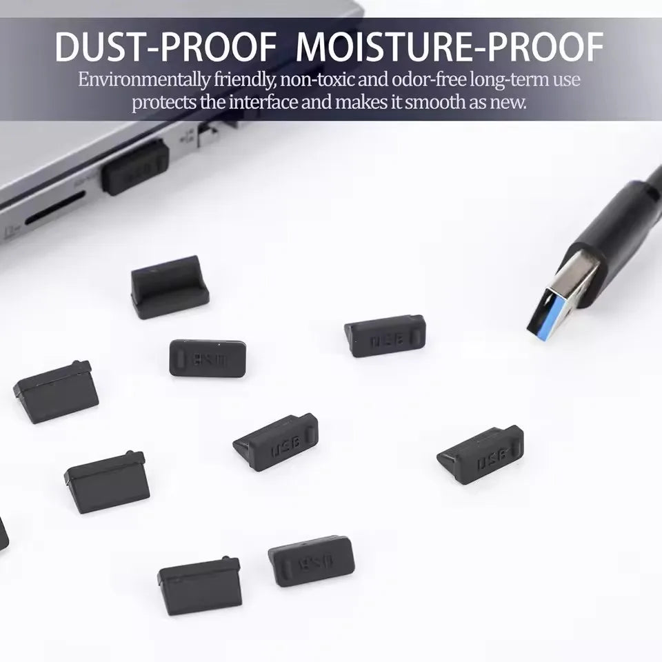 Dust Plug for USB -A Charger Port Cover Cap Female Jack Universal Silicone Dustproof USB-A Ports Protector PC Notebook Laptop