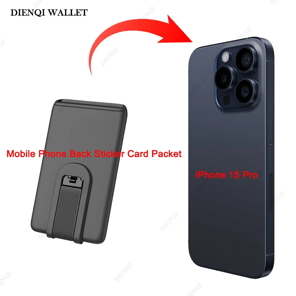 DIENQI Silicone Phone Card Holder Mobile Cell Phone Stand Credit Cardholder Fashion Adhesive Sticker Pocket for Iphone Samsung