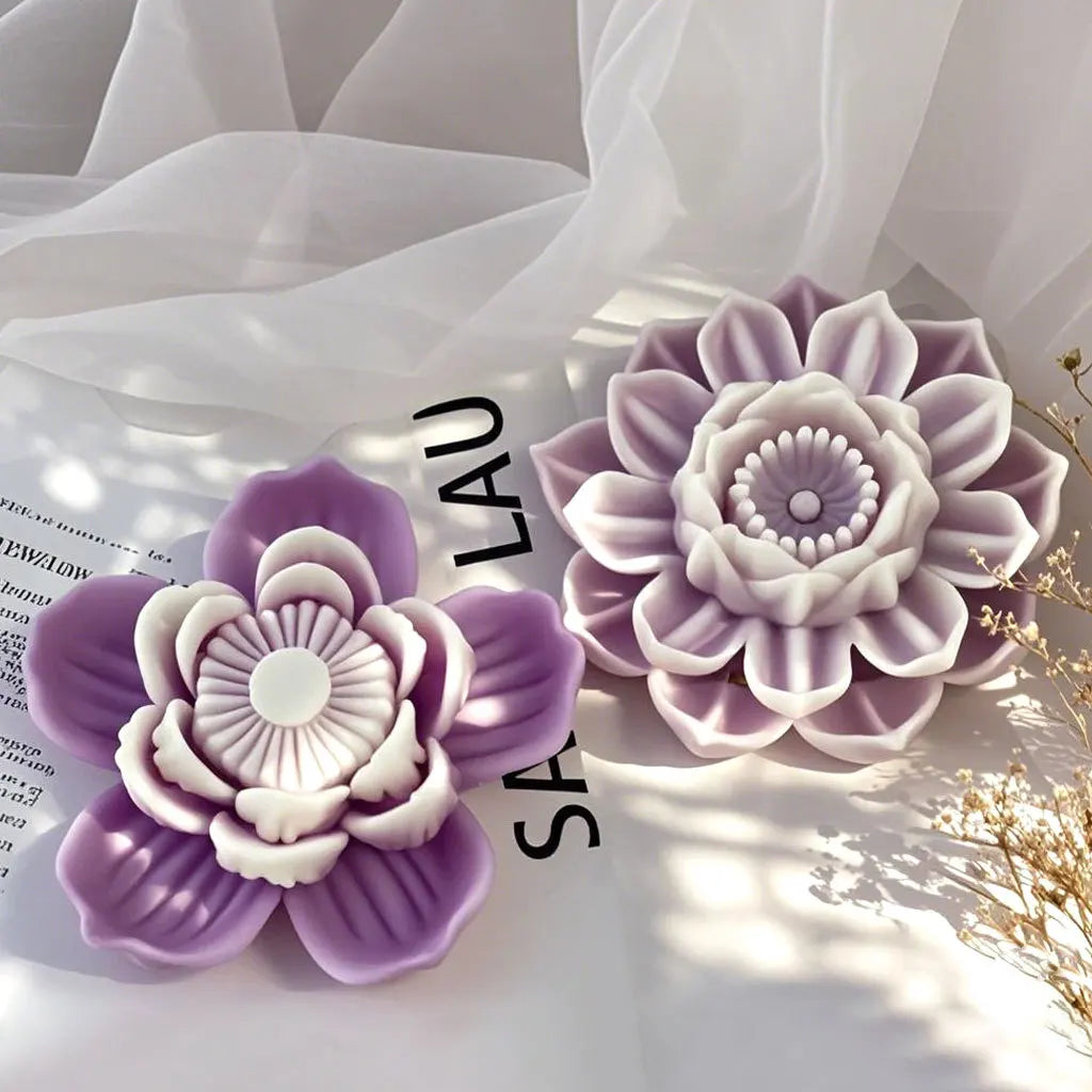 1pcs Lotus Flower Candle Silicone Molds 3D Blooming Flowers Soap Plaster Resin Mold DIY Making Chocolate Fudge Tools Home Crafts