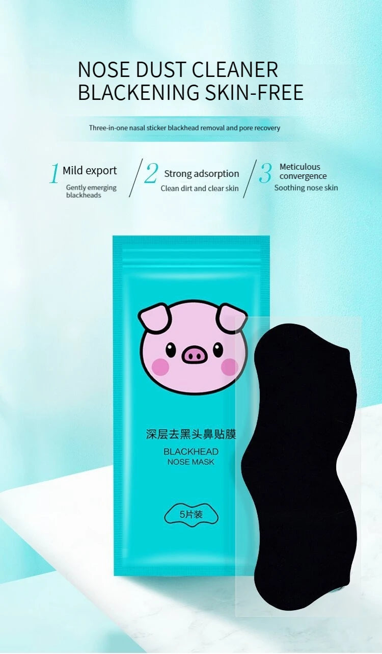5PCS Blackhead Removal Nasal Strip Acne Magic Powerful Adsorption Mite Remover Deep Cleaning Pore Shrinking Smooth Skin