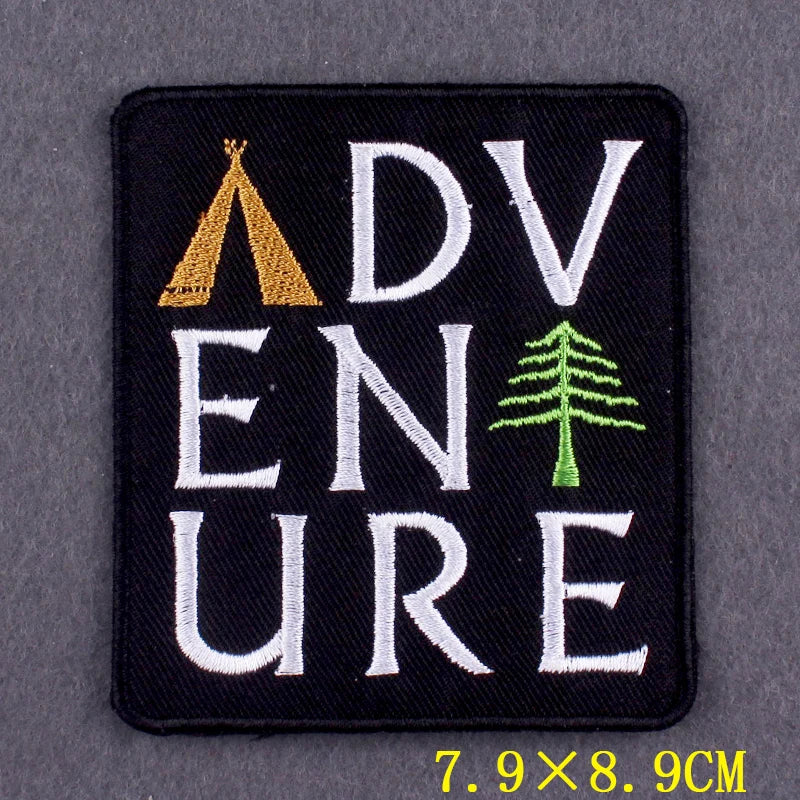 Hiking Adventure Patches For Clothing Stickers DIY Hook Loop Badges Camping Embroidery Patch Iron On Patches On Clothes Stripes
