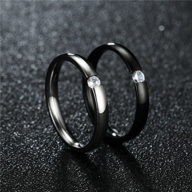 Stainless Steel Ring for Women Men Inlay Cubic Zirconia Stone Wedding Engagement Ring Trendy Female Jewelry Rings Wholesale