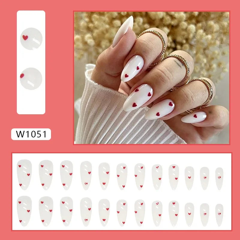 Dark Blue Cat Eyes 24 Pcs Press on Nails Pink Gradient Fake Nails Glossy Artificial Finger Manicure Reusable False Nails
