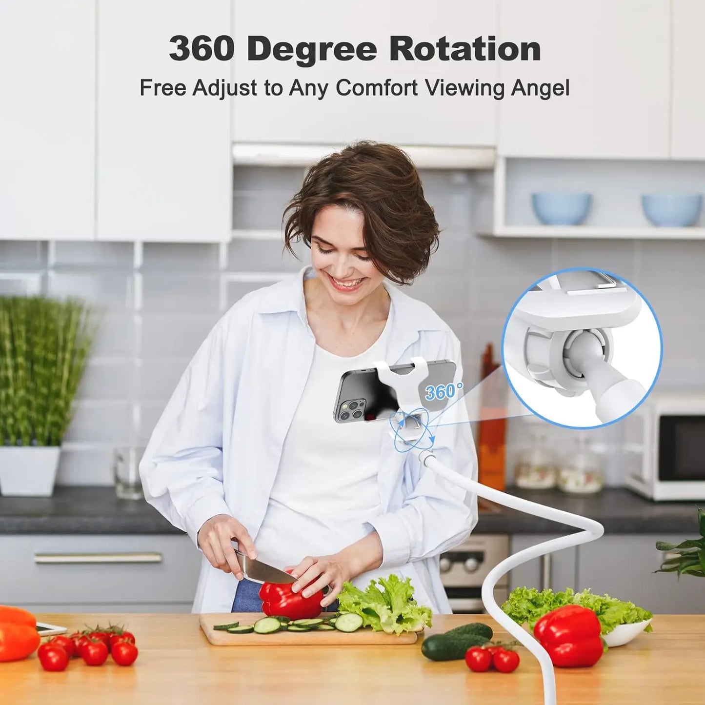 100cm 39.37" Phone Holder Stand Lazy Bracket Headrest Bed 360 Flexible Long Arms Clamp Mount For iPhone Samsung 3.5~6.7" Devices