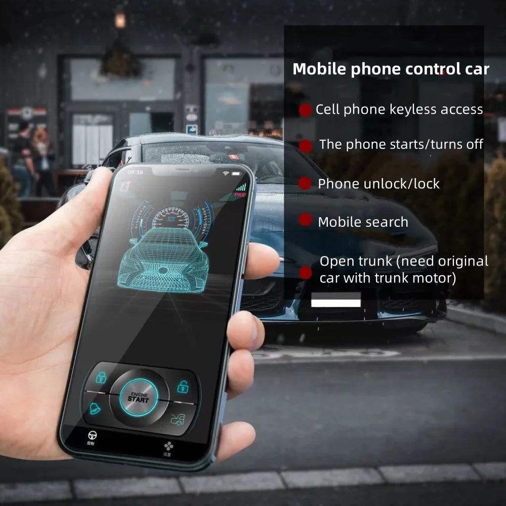 Car Smart Key Starter Alarm Bluetooth Autostart Set Auto Start Stop Push Button Keyless Entry System Skit Automotive Accessories