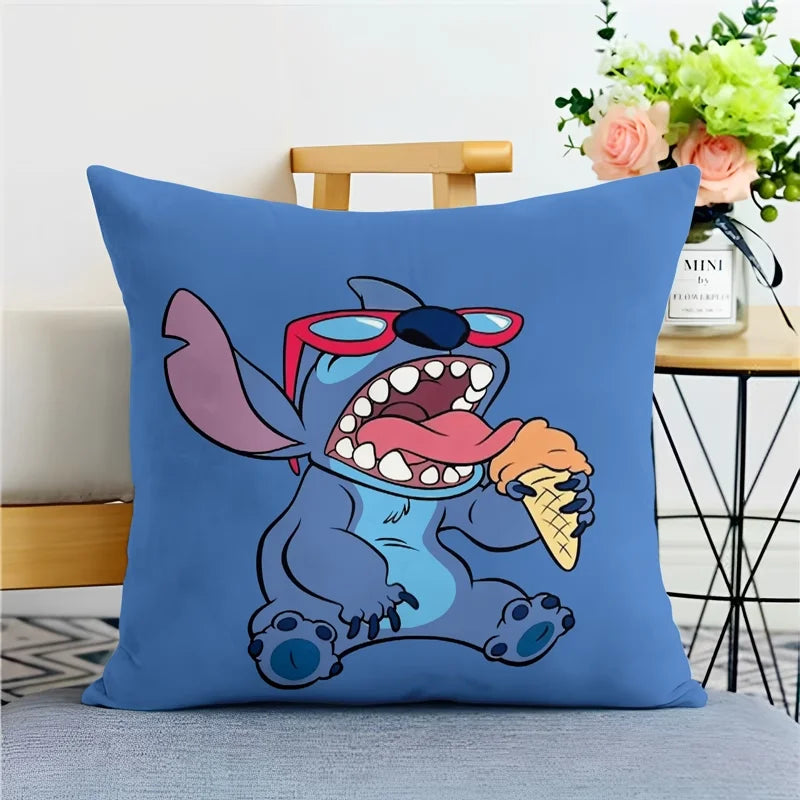 Stitch pillowcase cute cartoon anime peripheralsBedroom Sofa Decorative Cushion Cover With Zipper Soft Cushion Cover