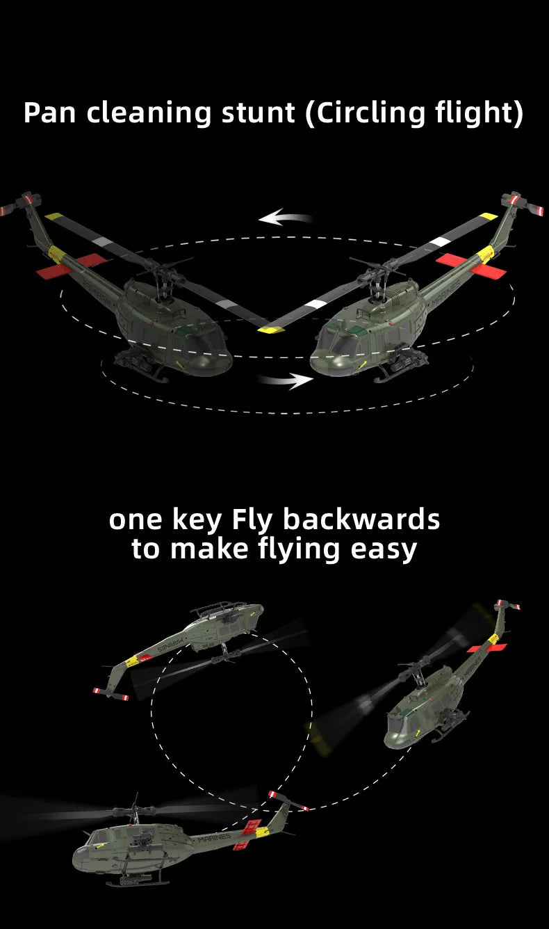 2.4G Hot UH-1 Huey 2.4G remote control helicopter six-channel six-axis gyroscope one-button inverted aerobatic helicopter model