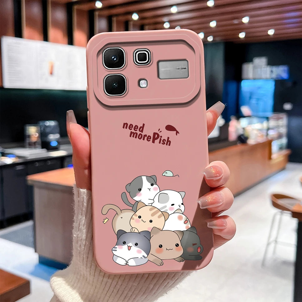 Phone Case For Infinix Note 60 Pro Edge 4G 5G Liquid Silicone High Quality Shockproof Cute Animals Cover