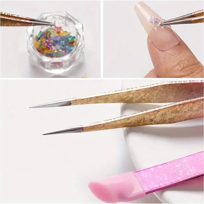 1Pieces Professional Eyelash Extension Tweezers With Rubber Tips Tweezers, Ombre Color Precision Stainless Steel Tools For Beaut