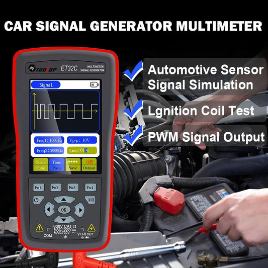 TOOLTOP ET32C Automotive Signal Generator Multimeter 9999Hz PWM Crankshaft Signal Simulator Lgnition Coil Test for Car Rrepair