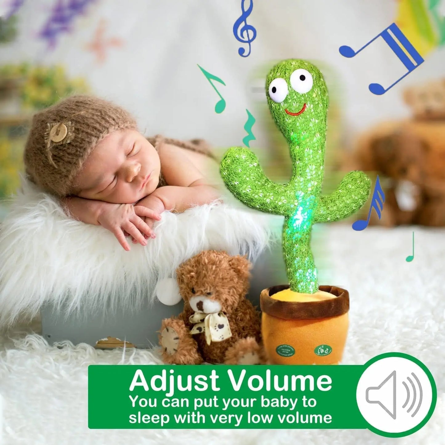 Dancing Cactus Talking Cactus Baby Toys for 0-6 Months 6-12months 1 Year Old Recording Repeats What You say Baby boy Girl Gifts