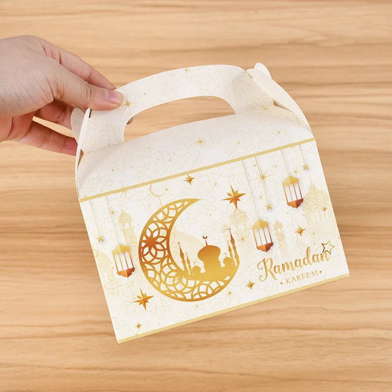 4/20Pcs Ramadan Gift Box 2025 Islamic Muslim Party Biscuit Candy Snack Packaging Boxes Bags EID Mubarak Home Decoration Supplies