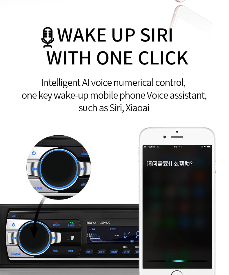 (Factory Direct Sales) Car Mp3 Player Stereo 60W*4 12v/24v Car Truck Usb/Tf/Fm/Aux Bluetooth Audio Radio