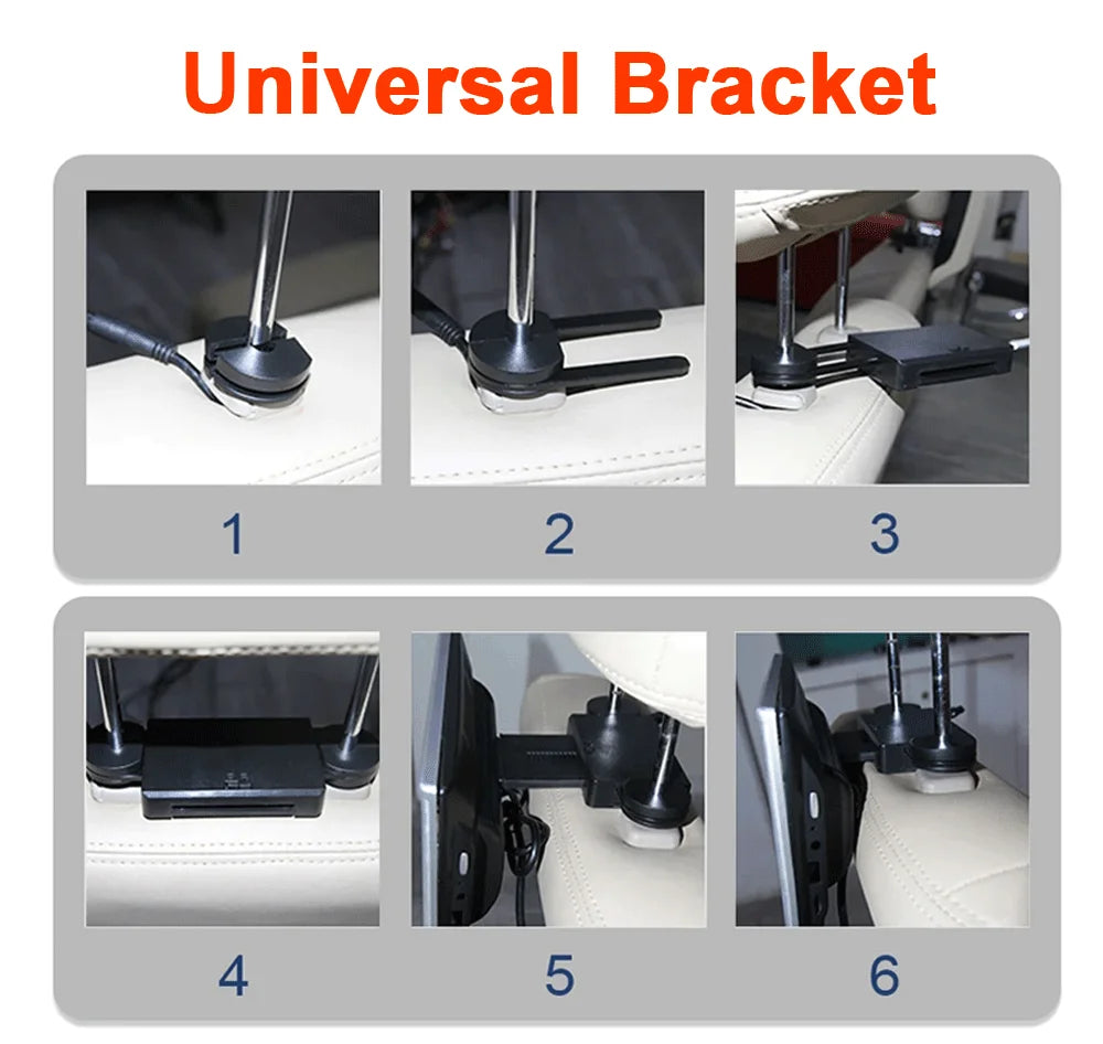 10.1" HD 1280*800 Android 13 Car Headrest Monitor Tablet For Back Seat Multimedia Apple Carplay Ambient Lights BT SD HDMI-Input