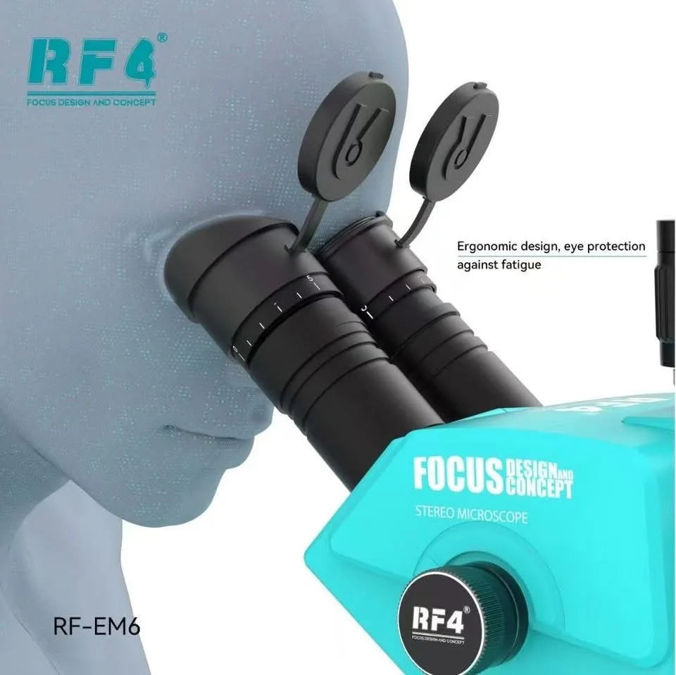 RF4 CX71R New Focus Trinocular Stereo Microscope 6.5x-65x 30°C Ergonomic Design 10X/23MM Eyepice for Phone Soldering PCB Repair