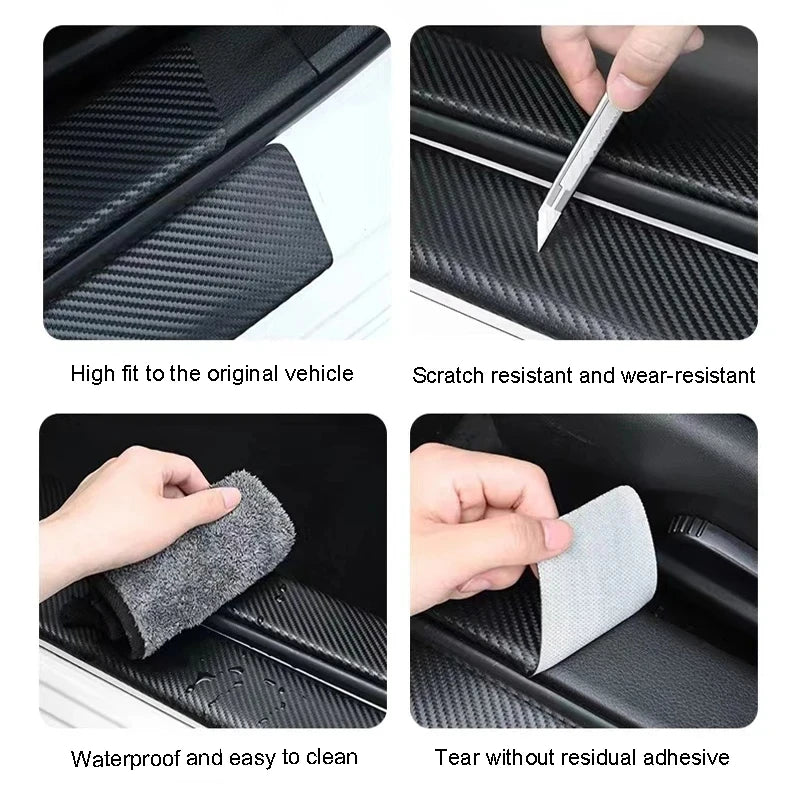 1/4/5Pcs Car Door Sill Scuff Plate Decor Carbon Fiber Stickers For Subaru Crosstrek Legacy Forester Outback Impreza Levorg Smart