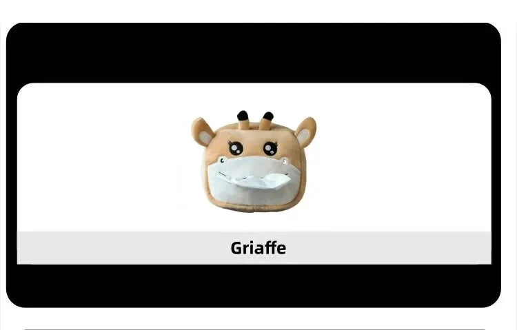 Cartoon Car Tissue Box Cute Plush Animals Napkin Paper Holder Portable Auto Armrest Box Tissue Paper Storage Case Car Decoration