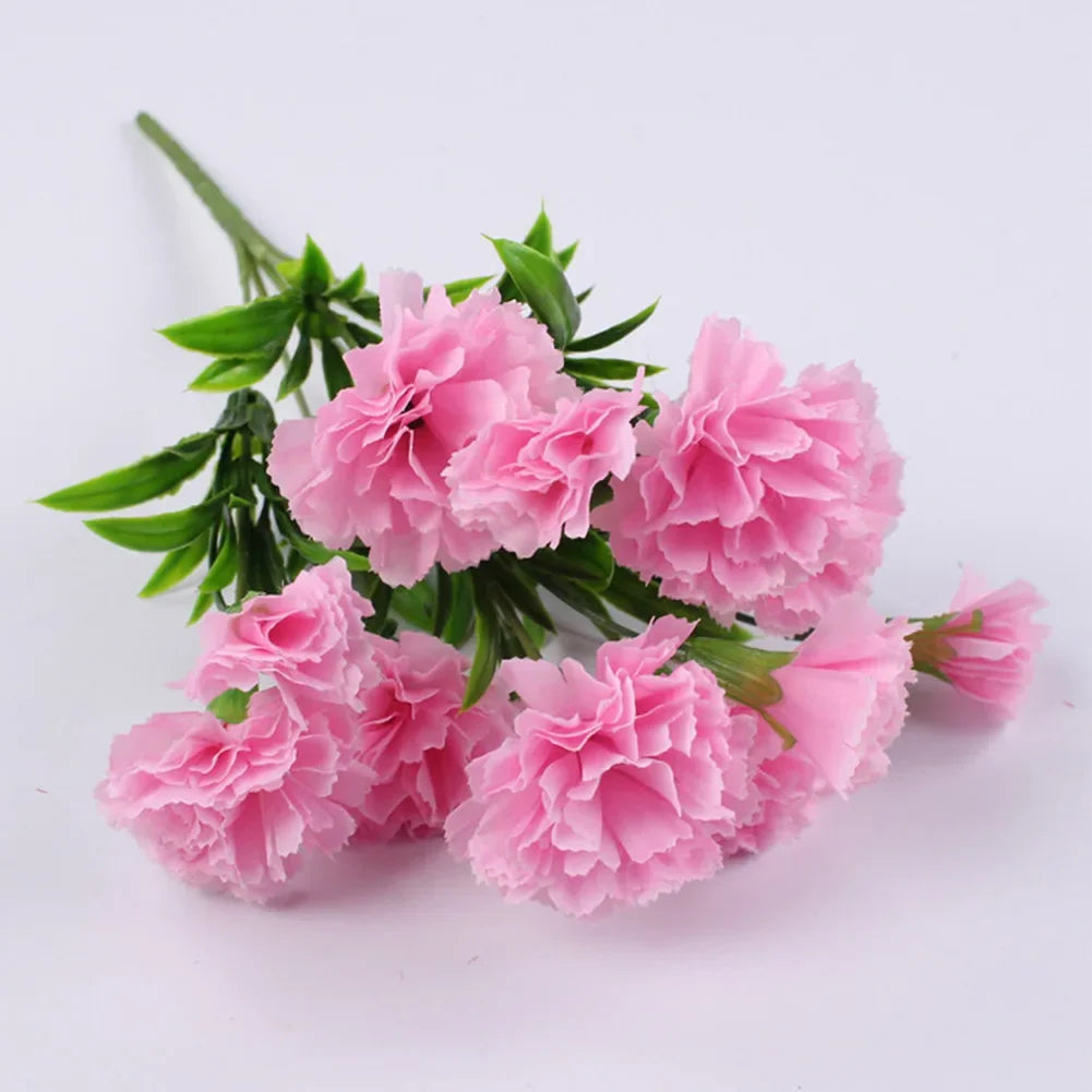 1 Bouquet Carnation,Outdoor UV Resistant No Fade Artificial Flower,Carnation Silk Forever Flowers For Home Party Wedding Decor