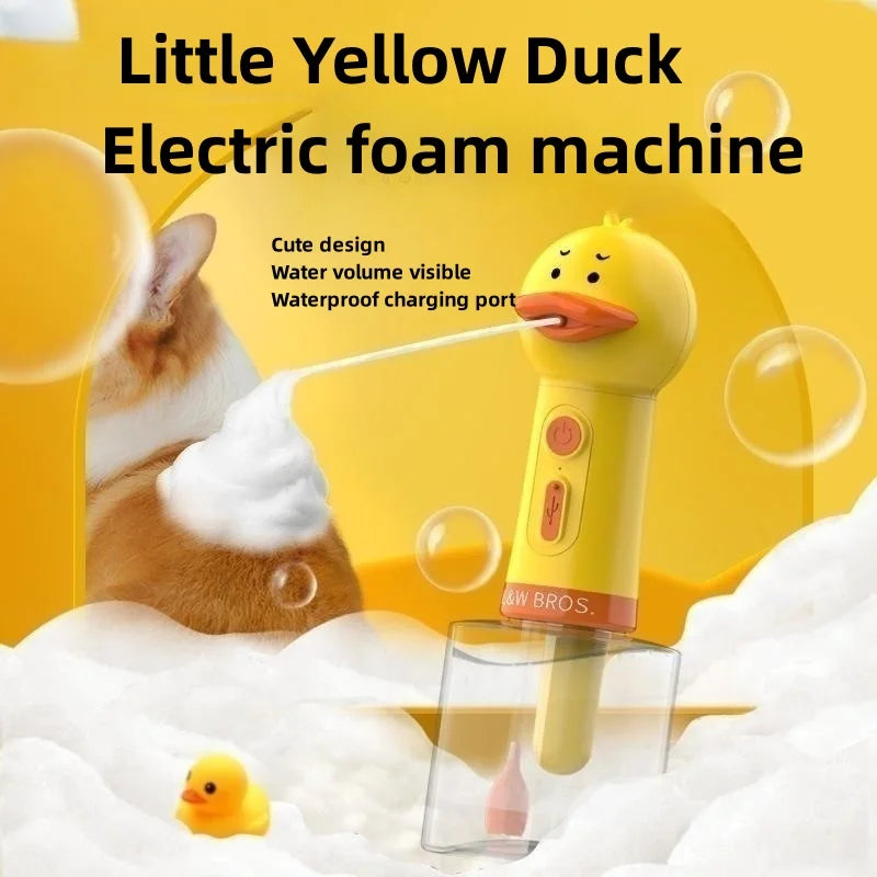 Yellow Duck Pet Cleaning Bathing Electric Foam Machine Usb Charging Automatic Soap Dispenser Foam Machine Pet Accessories