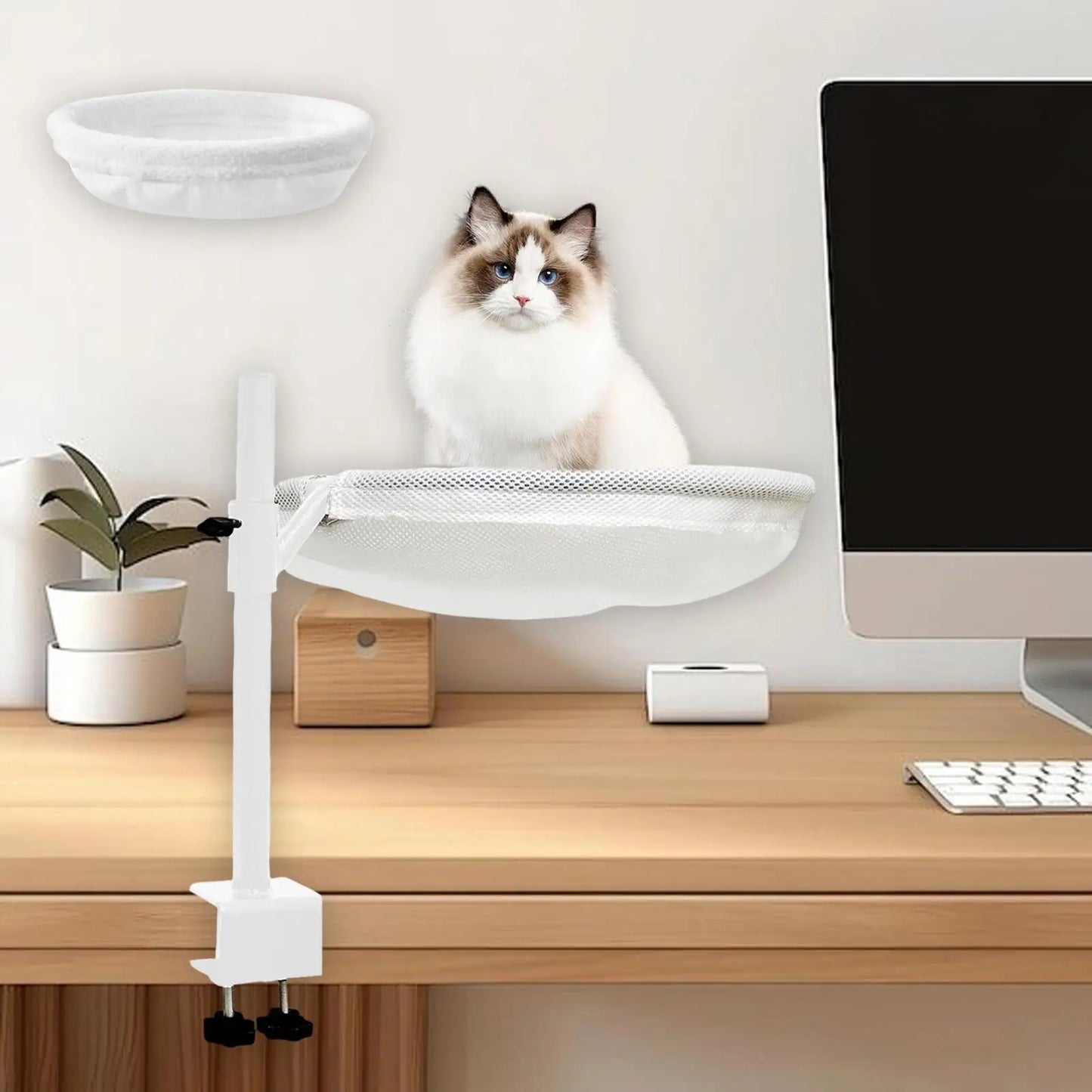 Cat Bed Desk Clamp Breathable with Pet Mat for Furniture Living Room Office