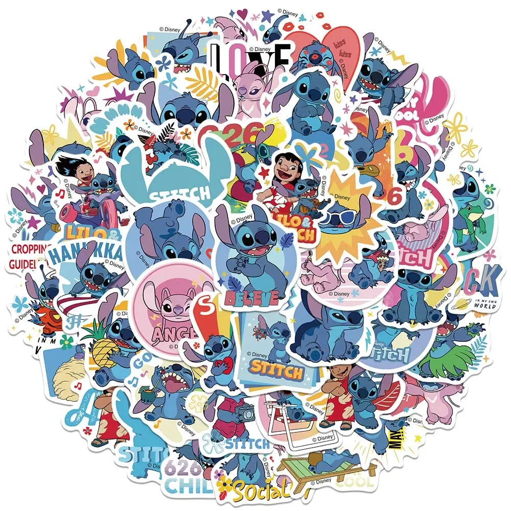 Disney Cartoon Kawai Stitch Stickers for Phone Laptop Diary Guitar Suitcase Graffiti Waterproof Sticker Decals Kids Toy
