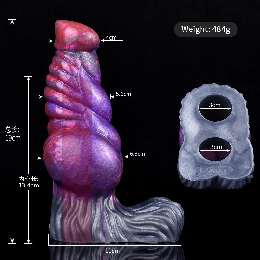 NNSX Animal Penis Sleeve Enlargement with Big Knot Silicone Fantasy Cock Sheath Adults Male Sex Toys for Couples