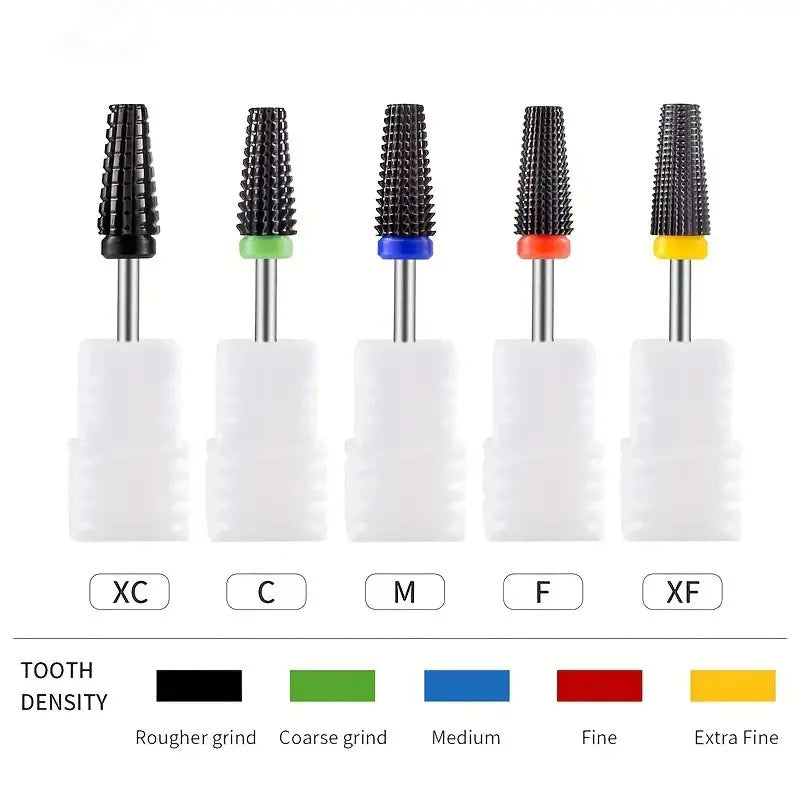 Black 5 in 1 Ceramic Nail Drill Bit For Electric Drill Machine 3/32" Shank Milling Cutter Fast Remove Acrylic Or Hard Gel