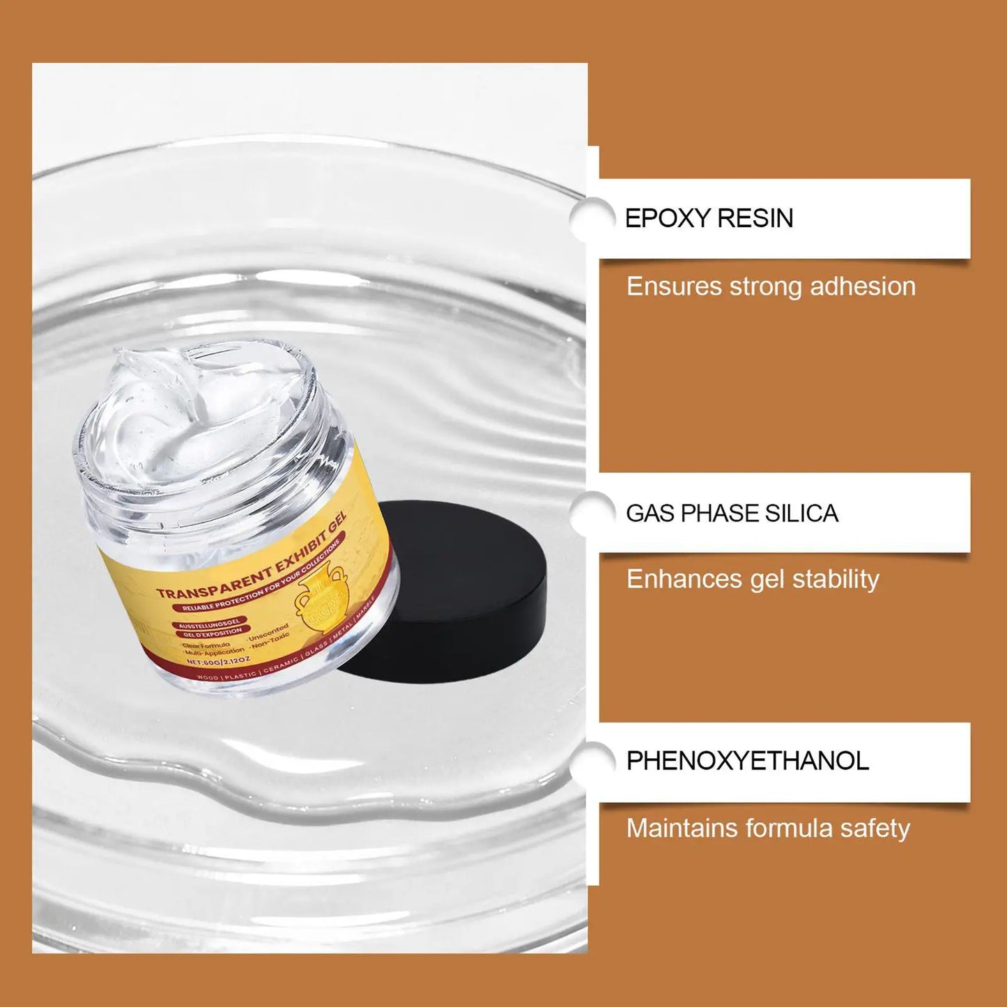 60g Crystal Clear Museum Wax Exhibit Gel Reusable Clear Removable Adhesive For Antiques Glass Ceramics Figures Decorations
